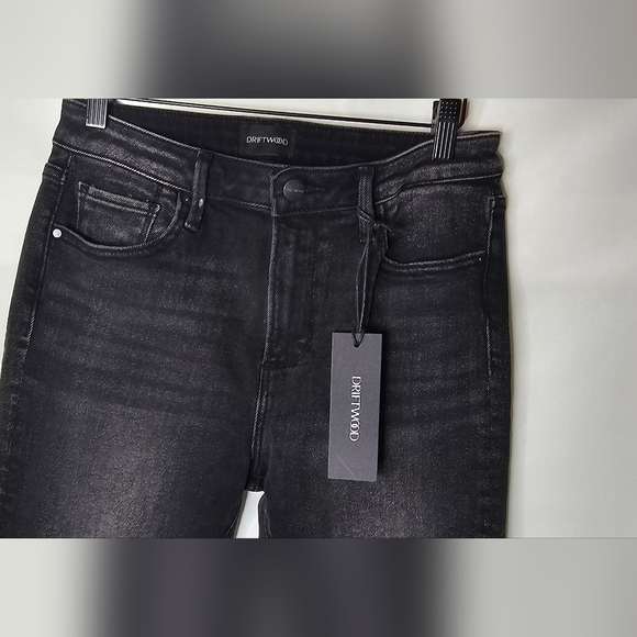 NWT Driftwood Aubrey Women's Jeans Straight Leg Distressed Denim Black Size 27 - Picture 6 of 11